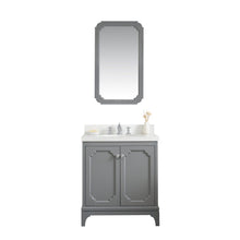 Load image into Gallery viewer, Water Creation Queen 30-Inch Single Sink Quartz Carrara Vanity In Cashmere Grey With Matching Mirror(s) and F2-0013-01-FX Lavatory Faucet(s)- Water Creation