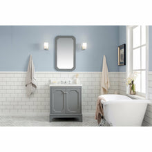 Load image into Gallery viewer, Water Creation Queen 30-Inch Single Sink Quartz Carrara Vanity In Cashmere Grey With Matching Mirror(s)- Water Creation