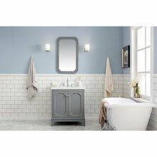 Load image into Gallery viewer, Water Creation Queen 30-Inch Single Sink Quartz Carrara Vanity In Cashmere Grey With Matching Mirror(s)- Water Creation