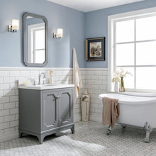Load image into Gallery viewer, Water Creation Queen 30-Inch Single Sink Quartz Carrara Vanity In Cashmere Grey With Matching Mirror(s) and F2-0012-01-TL Lavatory Faucet(s)- Water Creation
