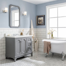 Load image into Gallery viewer, Water Creation Queen 36-Inch Single Sink Quartz Carrara Vanity In Cashmere Grey With Matching Mirror(s)- Water Creation