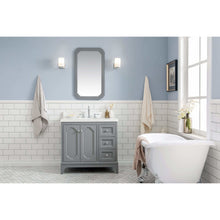 Load image into Gallery viewer, Water Creation Queen 36-Inch Single Sink Quartz Carrara Vanity In Cashmere Grey With Matching Mirror(s) and F2-0009-01-BX Lavatory Faucet(s)- Water Creation