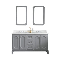Load image into Gallery viewer, Water Creation Queen 60-Inch Double Sink Quartz Carrara Vanity In Cashmere Grey- Water Creation