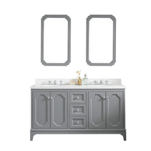 Load image into Gallery viewer, Water Creation Queen 60-Inch Double Sink Quartz Carrara Vanity In Cashmere Grey With Matching Mirror(s) and F2-0012-01-TL Lavatory Faucet(s)- Water Creation