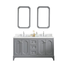 Load image into Gallery viewer, Water Creation Queen 60-Inch Double Sink Quartz Carrara Vanity In Cashmere Grey With Matching Mirror(s) and F2-0012-01-TL Lavatory Faucet(s)- Water Creation