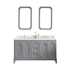 Load image into Gallery viewer, Water Creation Queen 60-Inch Double Sink Quartz Carrara Vanity In Cashmere Grey With Matching Mirror(s) and F2-0013-01-FX Lavatory Faucet(s)- Water Creation