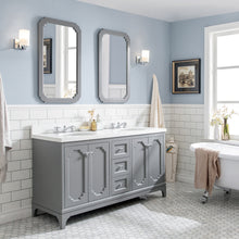 Load image into Gallery viewer, Water Creation Queen 60-Inch Double Sink Quartz Carrara Vanity In Cashmere Grey With Matching Mirror(s)- Water Creation