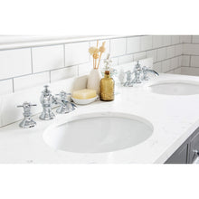 Load image into Gallery viewer, Water Creation Queen 60-Inch Double Sink Quartz Carrara Vanity In Cashmere Grey With Matching Mirror(s) and F2-0013-01-FX Lavatory Faucet(s)- Water Creation