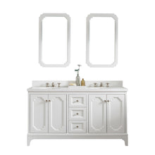 Load image into Gallery viewer, Water Creation Queen 60-Inch Double Sink Quartz Carrara Vanity In Pure White With Matching Mirror(s) and F2-0009-05-BX Lavatory Faucet(s)- Water Creation