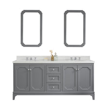 Load image into Gallery viewer, Water Creation Queen 72-Inch Double Sink Quartz Carrara Vanity In Cashmere Grey With Matching Mirror(s)- Water Creation