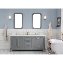 Load image into Gallery viewer, Water Creation Queen 72-Inch Double Sink Quartz Carrara Vanity In Cashmere Grey With Matching Mirror(s) and F2-0009-01-BX Lavatory Faucet(s)- Water Creation