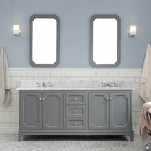 Load image into Gallery viewer, Water Creation Queen 72-Inch Double Sink Carrara White Marble Vanity In Cashmere Grey- Water Creation