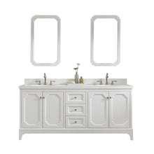 Load image into Gallery viewer, Water Creation Queen 72-Inch Double Sink Quartz Carrara Vanity In Pure White With Matching Mirror(s) and F2-0012-05-TL Lavatory Faucet(s)- Water Creation