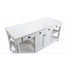 Load image into Gallery viewer, Monterey 80 In. Kitchen Island - White Quartz - White- Design Element Bath Kitchen