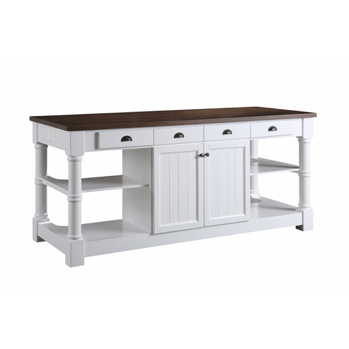 Monterey 80 In. Kitchen Island - Espresso Finish - White- Design Element Bath Kitchen