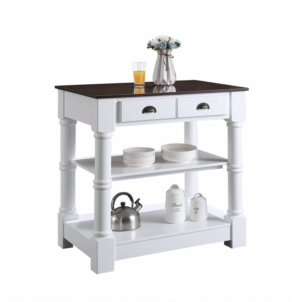 Monterey 36 In. Kitchen Island - Espresso Finish - White- Design Element Bath Kitchen
