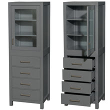 Load image into Gallery viewer, Wyndham Sheffield 24 Inch Linen Tower in Dark Gray with Shelved Cabinet Storage and 4 Drawers- Wyndham