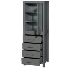 Load image into Gallery viewer, Wyndham Sheffield 24 Inch Linen Tower in Dark Gray with Shelved Cabinet Storage and 4 Drawers- Wyndham