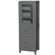 Load image into Gallery viewer, Wyndham Sheffield 24 Inch Linen Tower in Dark Gray with Shelved Cabinet Storage and 4 Drawers- Wyndham