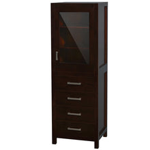 Load image into Gallery viewer, Wyndham Sheffield 24 Inch Linen Tower in Espresso with Shelved Cabinet Storage and 4 Drawers- Wyndham