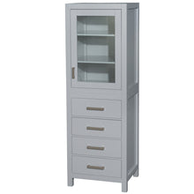 Load image into Gallery viewer, Wyndham Sheffield 24 Inch Linen Tower in Gray with Shelved Cabinet Storage and 4 Drawers- Wyndham