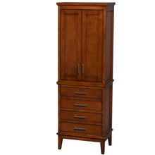 Load image into Gallery viewer, Wyndham Hatton Bathroom Linen Tower in Light Chestnut with Shelved Cabinet Storage and 4 Drawers- Wyndham