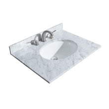 Load image into Gallery viewer, Wyndham Deborah 30 Inch Single Bathroom Vanity in White, White Carrara Marble Countertop, Undermount Oval Sink, Brushed Gold Trim, 24 Inch Mirror- Wyndham