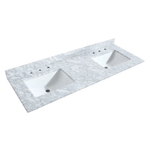 Load image into Gallery viewer, Wyndham Deborah 60 Inch Double Bathroom Vanity in White, White Carrara Marble Countertop, Undermount Square Sinks, Brushed Gold Trim, 24 Inch Mirrors- Wyndham