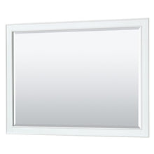 Load image into Gallery viewer, Wyndham Deborah 48 Inch Single Bathroom Vanity in White, White Carrara Marble Countertop, Undermount Square Sink, Brushed Gold Trim, 46 Inch Mirror- Wyndham