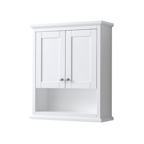 Wyndham Avery Wall-Mounted Bathroom Storage Cabinet in White- Wyndham
