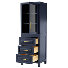 Load image into Gallery viewer, Wyndham Daria Linen Tower in Dark Blue with Shelved Cabinet Storage and 3 Drawers- Wyndham