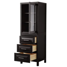 Load image into Gallery viewer, Wyndham Daria Linen Tower in Dark Espresso with Shelved Cabinet Storage and 3 Drawers- Wyndham