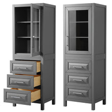 Load image into Gallery viewer, Wyndham Daria Linen Tower in Dark Gray with Shelved Cabinet Storage and 3 Drawers- Wyndham
