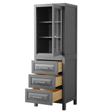Load image into Gallery viewer, Wyndham Daria Linen Tower in Dark Gray with Shelved Cabinet Storage and 3 Drawers- Wyndham