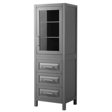 Load image into Gallery viewer, Wyndham Daria Linen Tower in Dark Gray with Shelved Cabinet Storage and 3 Drawers- Wyndham