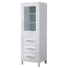 Load image into Gallery viewer, Wyndham Daria Linen Tower in White with Shelved Cabinet Storage and 3 Drawers- Wyndham