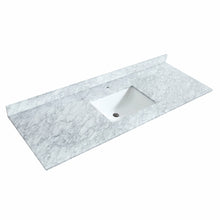 Load image into Gallery viewer, Wyndham Miranda 60 Inch Single Bathroom Vanity in Green, White Carrara Marble Countertop, Undermount Square Sink, Brushed Nickel Trim, 58 Inch Mirror- Wyndham
