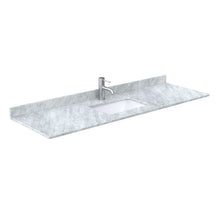 Load image into Gallery viewer, Wyndham Miranda 66 Inch Single Bathroom Vanity in Green, White Carrara Marble Countertop, Undermount Square Sink, Brushed Gold Trim, 58 Inch Mirror- Wyndham