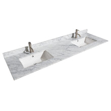 Load image into Gallery viewer, Wyndham Margate 72 Inch Double Bathroom Vanity in White, White Carrara Marble Countertop, Undermount Square Sinks, and No Mirror- Wyndham