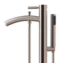 Load image into Gallery viewer, Wyndham Taron Modern-Style Bathroom Tub Filler Faucet (Floor-mounted) in Brushed Nickel- Wyndham