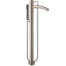 Load image into Gallery viewer, Wyndham Taron Modern-Style Bathroom Tub Filler Faucet (Floor-mounted) in Brushed Nickel- Wyndham