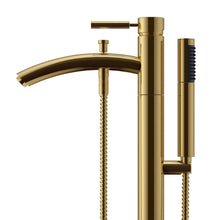 Load image into Gallery viewer, Wyndham Taron Modern-Style Bathroom Tub Filler Faucet (Floor-mounted) in Brushed Gold- Wyndham
