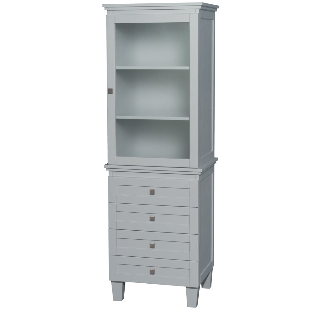Wyndham Acclaim Bathroom Linen Tower in Oyster Gray with Shelved Cabinet Storage and 4 Drawers- Wyndham