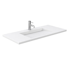 Load image into Gallery viewer, Wyndham Miranda 48 Inch Single Bathroom Vanity in White, 1.25 Inch Thick Matte White Solid Surface Countertop, Integrated Sink, Brushed Nickel Trim- Wyndham
