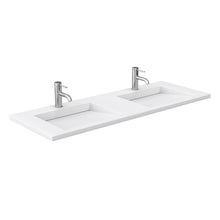 Load image into Gallery viewer, Wyndham Maroni 60 Inch Double Bathroom Vanity in Light Straw, 1.25 Inch Thick Matte White Solid Surface Countertop, Integrated Sinks- Wyndham