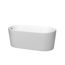 Load image into Gallery viewer, Wyndham Ursula 59 Inch Freestanding Bathtub in Matte White with Brushed Nickel Drain and Overflow Trim- Wyndham