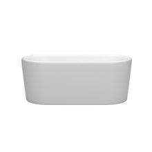 Load image into Gallery viewer, Wyndham Ursula 59 Inch Freestanding Bathtub in Matte White with Brushed Nickel Drain and Overflow Trim- Wyndham