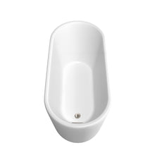 Load image into Gallery viewer, Wyndham Ursula 59 Inch Freestanding Bathtub in Matte White with Brushed Nickel Drain and Overflow Trim- Wyndham