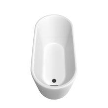Load image into Gallery viewer, Wyndham Ursula 59 Inch Freestanding Bathtub in Matte White with Matte Black Drain and Overflow Trim- Wyndham
