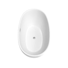 Load image into Gallery viewer, Wyndham Juno 59 Inch Freestanding Bathtub in Matte White with Floor Mounted Faucet, Drain and Overflow Trim in Polished Chrome- Wyndham